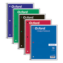 Coil-Lock Wirebound Notebooks, 3-Hole Punched, 1-Subject, Medium/College Rule, Randomly Assorted Covers, (70) 10.5 x 8 Sheets