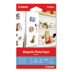 Glossy Magnetic Photo Paper, 13 mil, 4 x 6, White, 5 Sheets/Pack