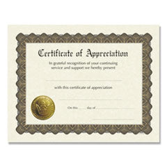 Ready-to-Use Certificates, Appreciation, 11 x 8.5, Ivory/Brown/Gold Colors with Brown Border, 6/Pack