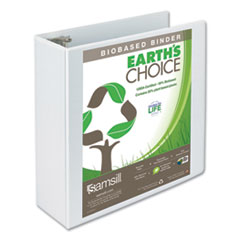 Earth's Choice Plant-Based Round Ring View Binder, 3 Rings, 4" Capacity, 11 x 8.5, White