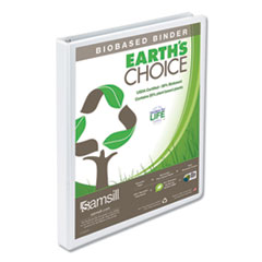 Earth's Choice Plant-Based Round Ring View Binder, 3 Rings, 0.5" Capacity, 11 x 8.5, White