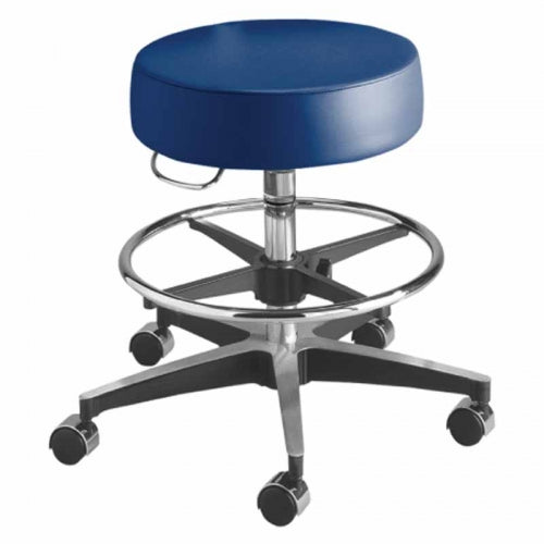 Pneumatic Aluminum Exam Stool, 16" Seat, 23" Base, Backrest, Glides