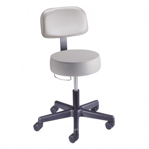 Spin Lift Exam Stool - 15" Seat - 21" Base - Backrest