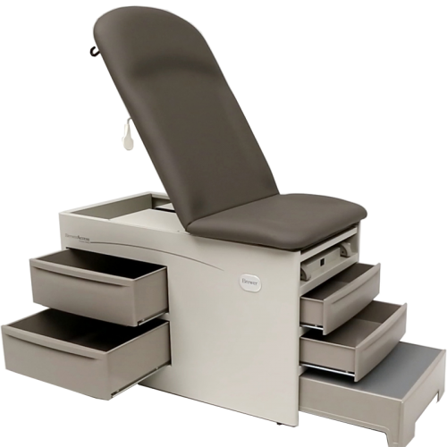 Access Exam Table - Pneumatic/Manual Back - Top Included - 500 lb. Weight Capacity - Stirrups - 5 Year Warranty - Clamshell