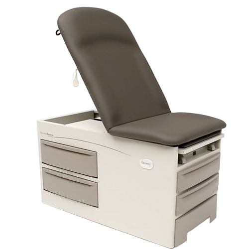 Access Exam Table - Pneumatic/Manual Back - Top Included - 500 lb. Weight Capacity - Stirrups - 5 Year Warranty - Tapestry Red