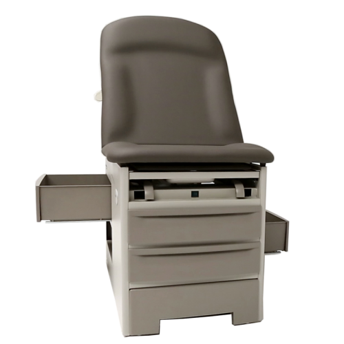 Access Exam Table - Pneumatic/Manual Back - Top Included - 500 lb. Weight Capacity - Pelvic Tilt - Drawer Warmer - Stirrups - 5 Year Warranty - Gunmetal