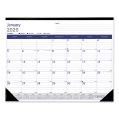 DuraGlobe Monthly Desk Pad Calendar, 22 x 17, White/Blue/Gray Sheets, Black Binding/Corners, 12-Month (Jan to Dec): 2024