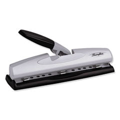 12-Sheet LightTouch Desktop Two- to Three-Hole Punch, 9/32" Holes, Black/Silver