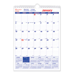 Twin-Wirebound Wall Calendar, One Month per Page, 8 x 11, White Sheets, 12-Month (Jan to Dec): 2024