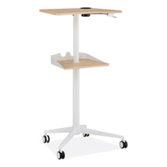 VUM Mobile Workstation, 25.25" x 19.75" x 35.5" to 47.75", Natural/White, Ships in 1-3 Business Days