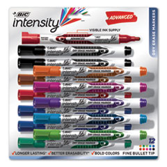 Intensity Advanced Dry Erase Marker, Pocket-Style, Medium Bullet Tip, Assorted Colors, Dozen