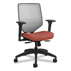 Solve Series Mesh Back Task Chair, Supports Up to 300 lb, 18" to 23" Seat Height, Bittersweet Seat, Fog Back, Black Base