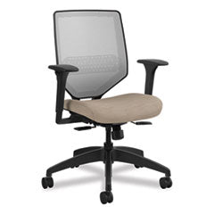 Solve Series Mesh Back Task Chair, Supports Up to 300 lb, 18" to 23" Seat Height, Putty Seat, Fog Back, Black Base