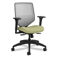 Solve Series Mesh Back Task Chair, Supports Up to 300 lb, 18" to 23" Seat Height, Meadow Seat, Fog Back, Black Base