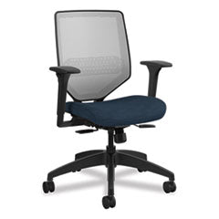 Solve Series Mesh Back Task Chair, Supports Up to 300 lb, 18" to 23" Seat Height, Midnight Seat, Fog Back, Black Base