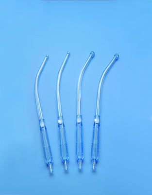 Sterile Clear Yankauer Suction Tip- Open Tip, with Vent - Blue Tint