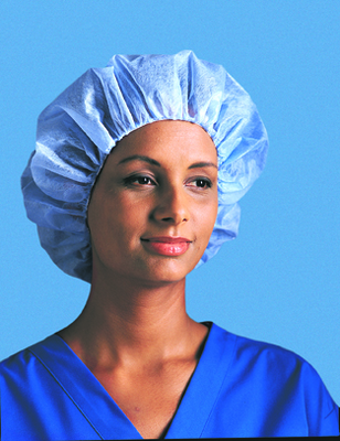 Nurses' Spunbonded Bouffant Caps- Large Bouffant Kool Cap - Blue - 21"