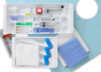 Sterile Single Shot Epidural Tray with Tuohy Needle and LOR Syringe - 18G x 3 1/2" L/S Tip