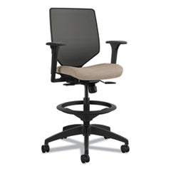 Solve Series Mesh Back Task Stool, Supports Up to 300 lb, 23" to 33" Seat Height, Putty Seat, Charcoal Back, Black Base