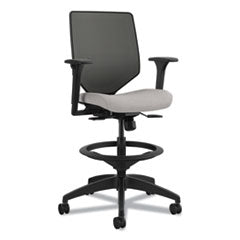 Solve Series Mesh Back Task Stool, Supports Up to 300 lb, 23" to 33" Seat Height, Sterling Seat, Charcoal Back, Black Base