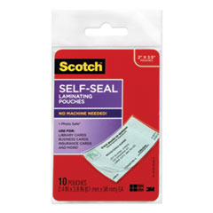 Self-Sealing Laminating Pouches, 9 mil, 3.8" x 2.4", Gloss Clear, 10/Pack