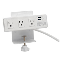 Surge Protector, 3 AC Outlets/2 USB Ports, 10 ft Cord, 510 J, White