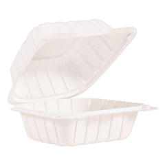 Hinged Lid Containers, 6 x 6.3 x 3.3, White, Plastic, 400/Carton