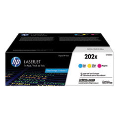 HP 202X, (CF500X-M) 3-Pack High-Yield Cyan/Magenta/Yellow Original LaserJet Toner Cartridges