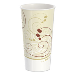 Double Sided Poly Paper Cold Cups, 21 oz, Symphony Design, Tan/Maroon/White, 50/Pack, 20 Packs/Carton