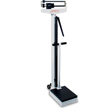 Physician's Scale, Weighbeam, 400 lb X 4 oz, Height Rod, Wheels