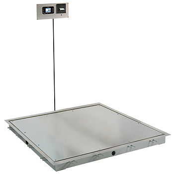 In-Floor Dialysis Scale, 48"X48" Stainless Steel Deck, 855 Recessed Wall-Mount Indicator with Printer