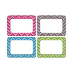 All Grade Self-Adhesive Name Tags, 3.5 x 2.5, Chevron Border Design, Assorted Colors, 36/Pack