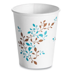 Single Wall Hot Cups, 8 oz, Vine Design, 1,000/Carton