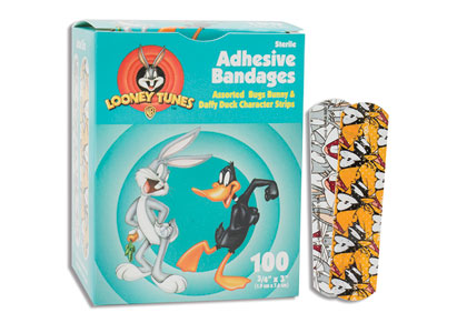 Looney Tunes™ Adhesive Bandages - Bugs & Taz 3/4" x 3" - Stat-Strip - Sterile