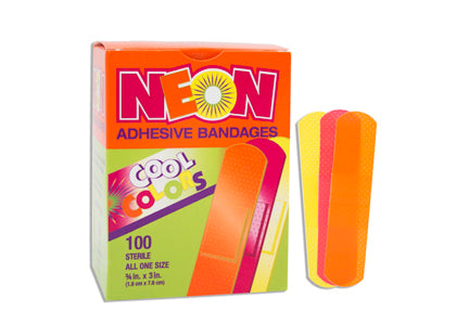 Neon Bandages - Assorted - 3/4" x 3 - Stat-Strip - Sterile