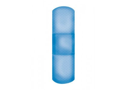 American® White Cross Blue Metal Detectable Adhesive Strips - Plastic Bandage Blue Metal 1" x 3"