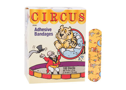 Kids Print Bandages - Circus - 3/4" x 3 - Sterile