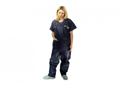 Disposable Scrub Wear - Shirt - Dark Blue - Large - Non-Sterile