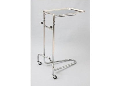 Tech-Med® Double Post Instrument Stand with Large Tray - Mayo Stand - Calf Base Dual Leg