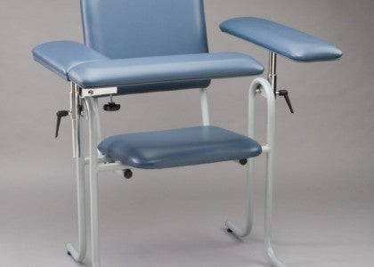 Tech-Med® Upholstered Blood Drawing Chair - Blue - Straight Arm