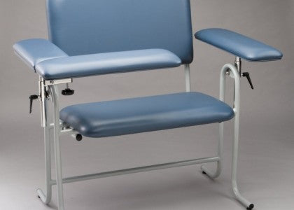 Tech-Med® Wide Blood Drawing Chair - Blue - Flip Arm