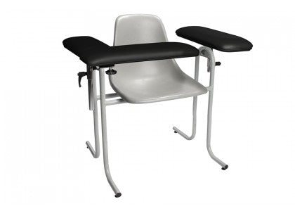 Tech-Med® Standard Blood Drawing Chair with Upholstered Arm - Plastic Seat - Flip Arm - Black