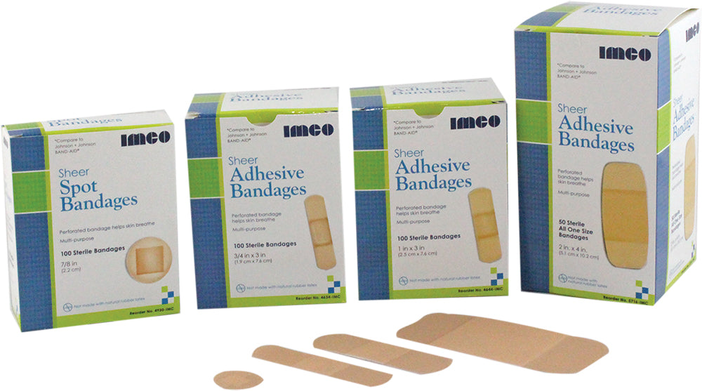 IMCO Brand Adhesive Bandage - Sterile - Sheer - 3/4" x 3"