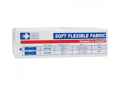 American® White Cross Soft Flexible Fabric Adhesive Strips - Fingertip - 1-3/4" x 2" - Sterile