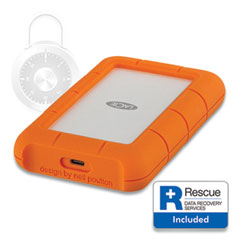 Rugged Secure External Hard Drive, 2 TB, Thunderbolt 3/USB-C/USB 3.0, Orange/Silver