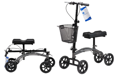 Steerable Knee Walker with Basket - Silver Vein/Black - 1pc/cs