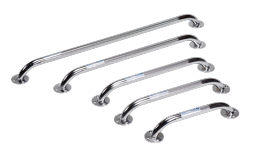 Chrome Knurled Grab Bar - 12"-3pk - Silver - 12" - 1pc/box,3box/cs