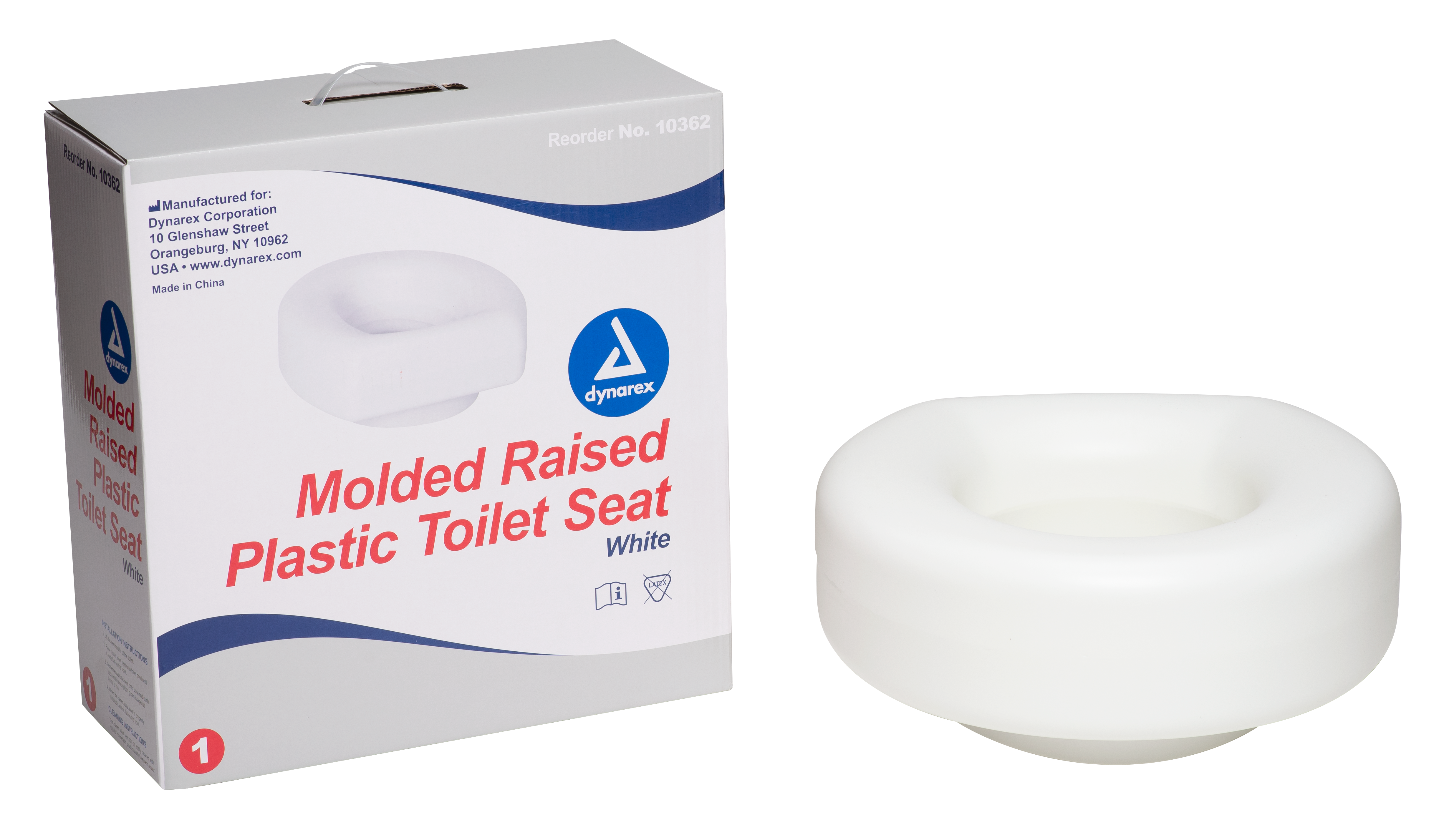 Molded Raised Plastic Toilet Seat-3pk - White - 1pc/box,3box/cs