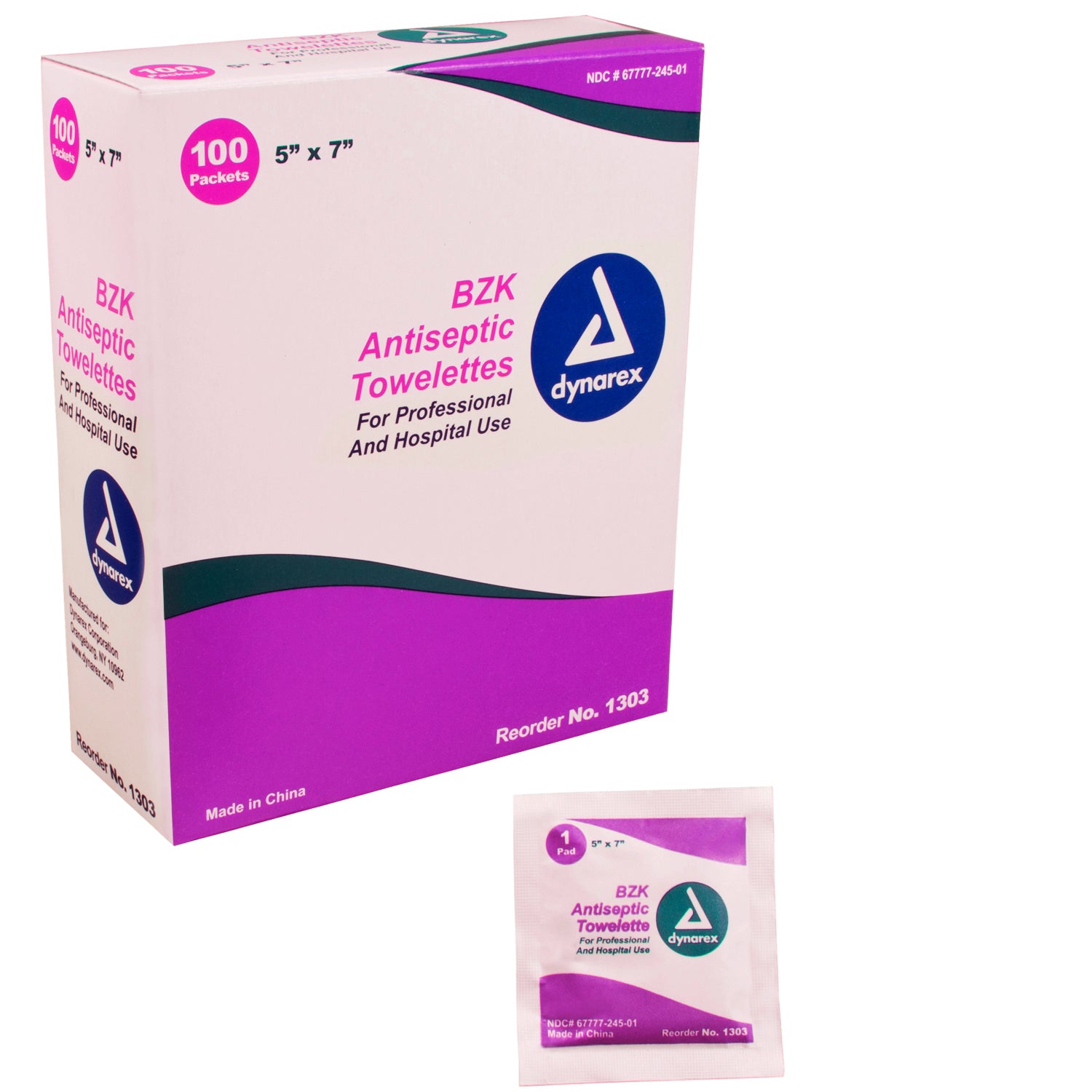 BZK Antiseptic Towelettes - 5" x 7" - 10/100/cs