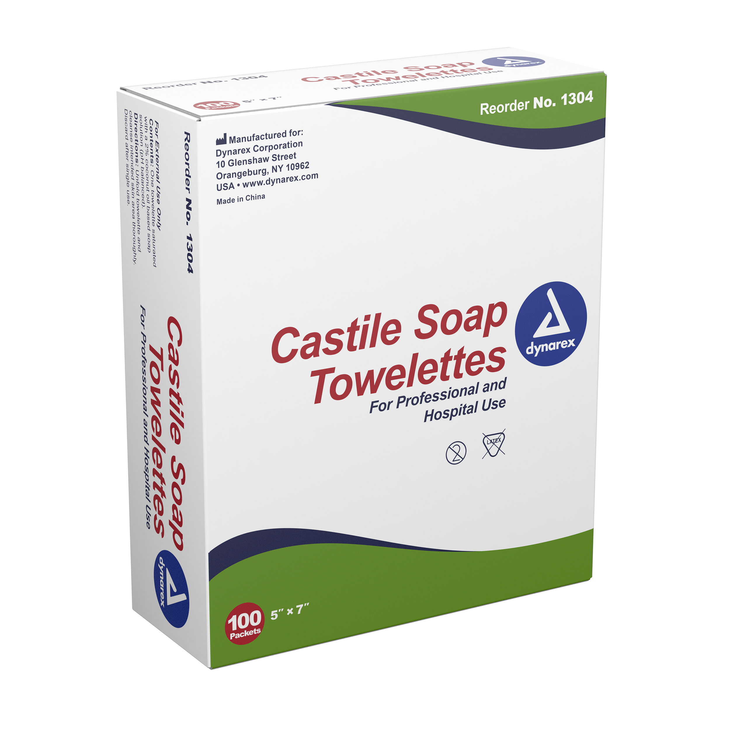 Castile Soap Towelettes - 5" x 7" - 10/100/cs